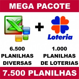 7500 Planilhas em Excel / 6500 Planilhas Diversas + 1000 Planilhas Loterias